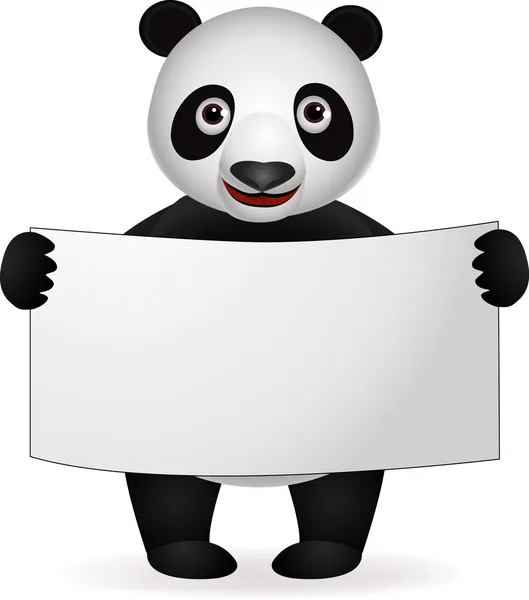 Cute panda en leeg teken — Stockvector