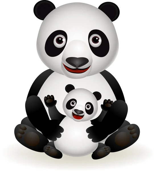 Mãe e bebê panda —  Vetores de Stock