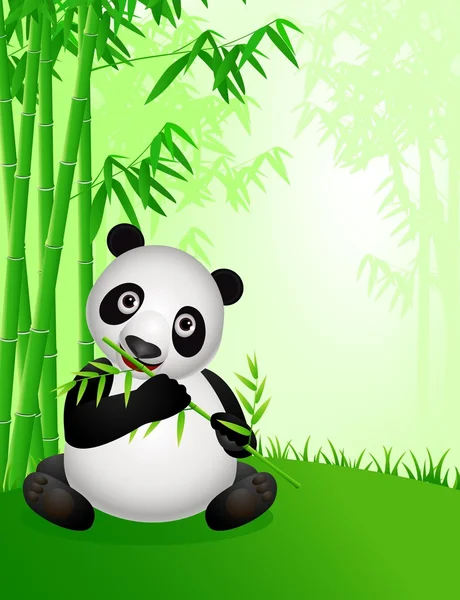 Панда ест бамбук — стоковый вектор