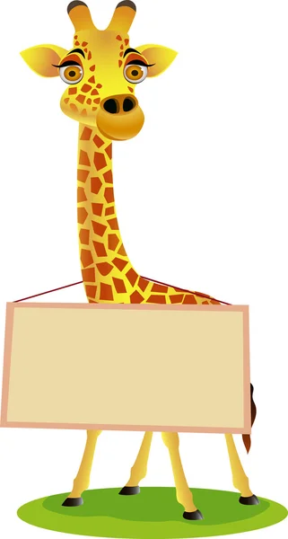 Girafa e sinal branco em branco —  Vetores de Stock