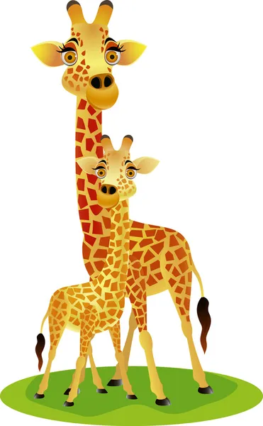 Mãe e bebê girafa — Vetor de Stock