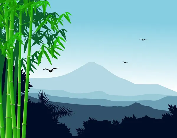 Natuur achtergrond met bamboe boom — Stockvector