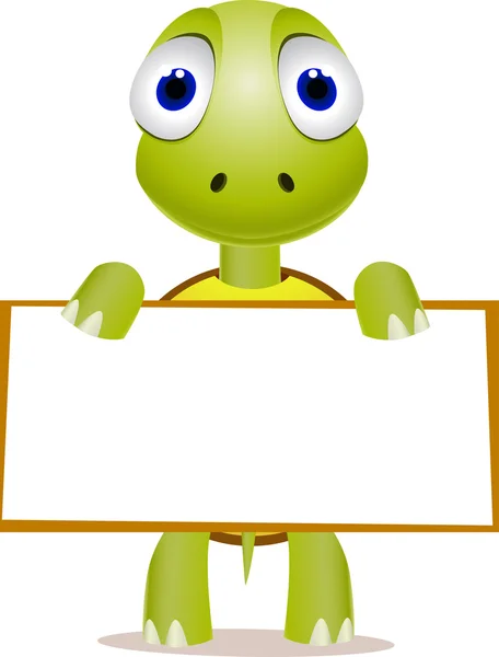 Turtle and blank sign — Stock Vector