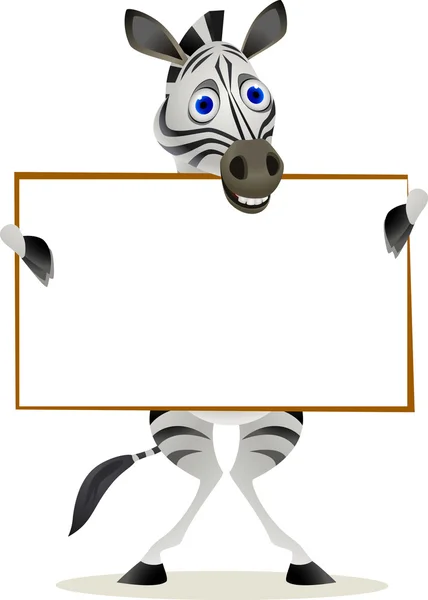 Zebra cartoon and blank sign — Stock Vector
