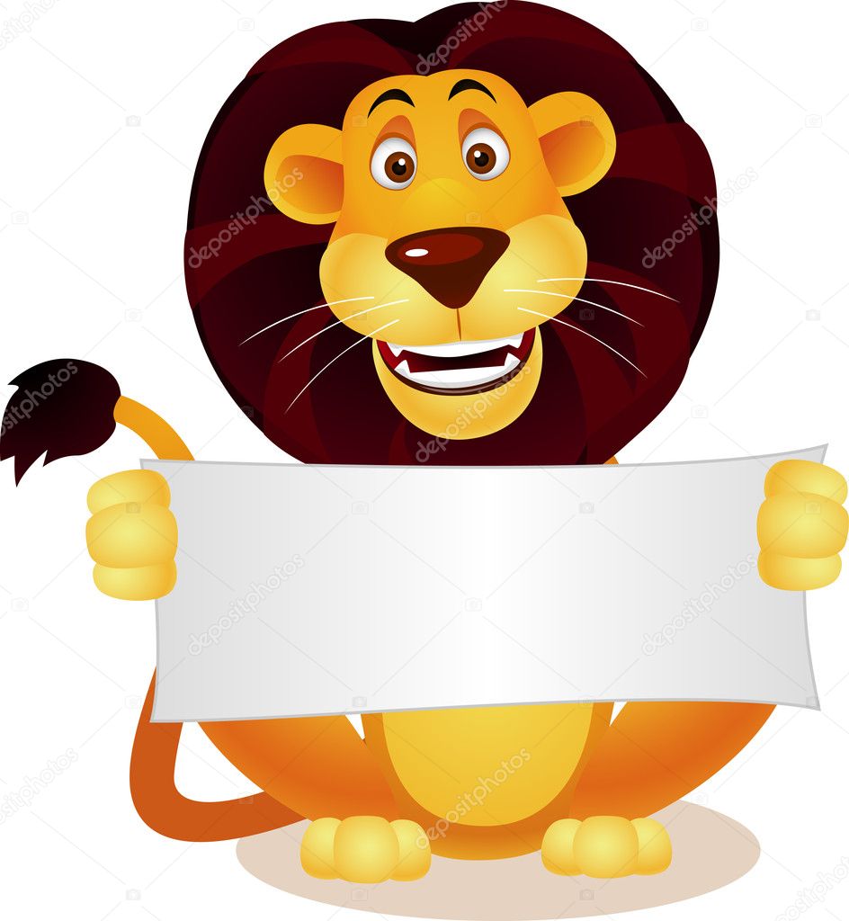 Lion and blank sign