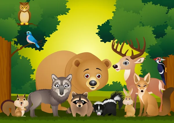 野生动物卡通 — 图库矢量图片