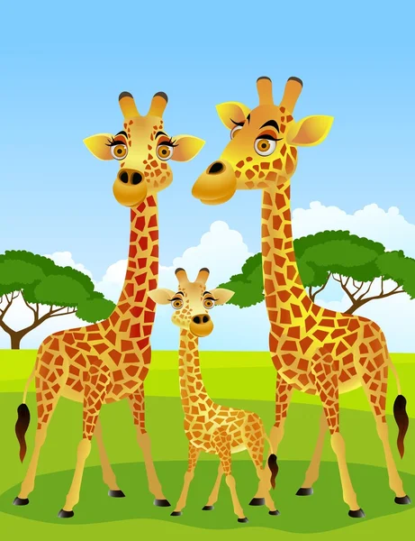 Familia de la jirafa — Vector de stock