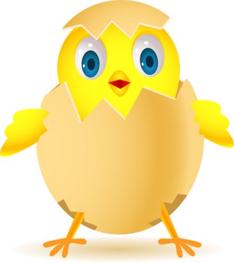 Funny chicken in egg clipart