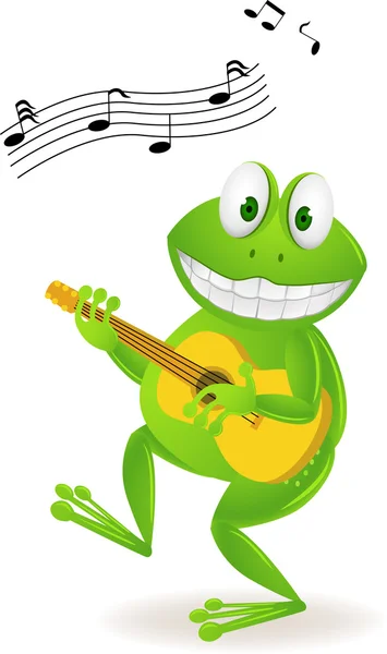 Gitar ile kurbağa — Stok Vektör
