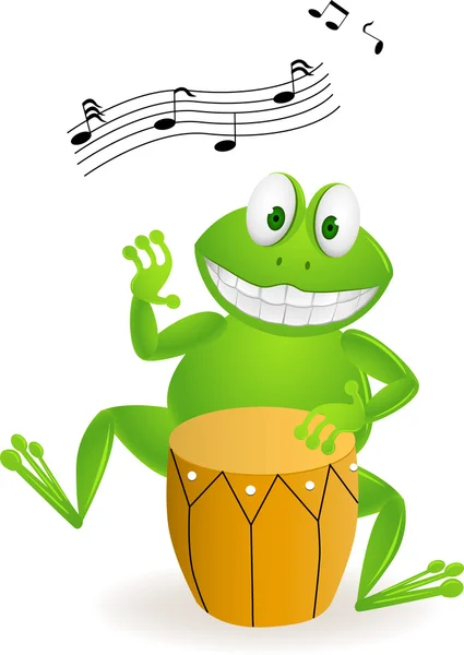 stock vector Frog playing drum