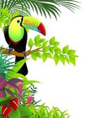 Vektorillustration des Tukan im tropischen Dschungel