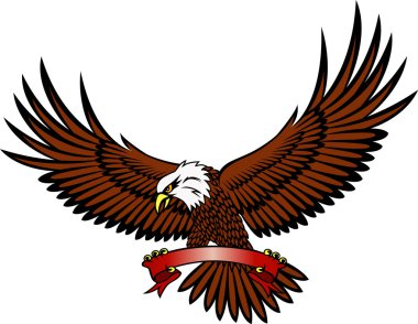 Vector illustration of eagle with emblem clipart