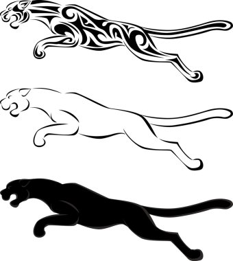 Tiger tattoo and silhouette clipart