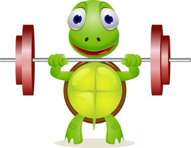 Funny turtle lift barbell clipart