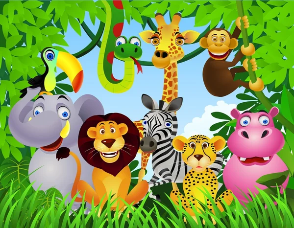 Wilde dieren in de jungle — Stockvector