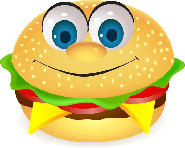 Burger rajzfilmfigura — Stock Vector