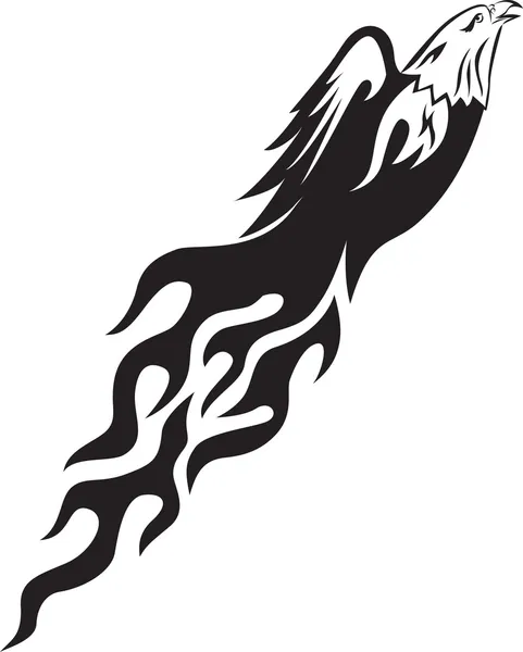 Silhouette aigle avec flamme — Image vectorielle