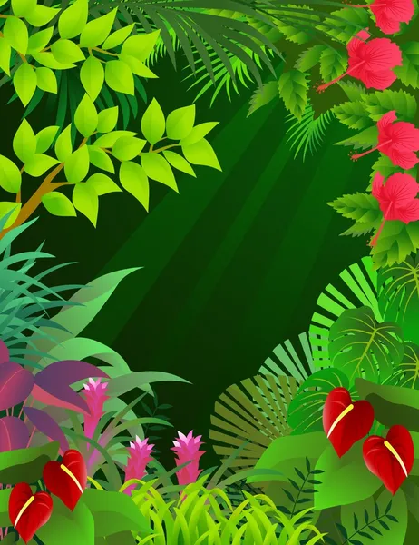 Illustration of tropical forest background — Stock Vector