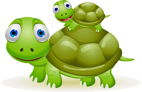 Mãe e bebê tartaruga — Vetor de Stock