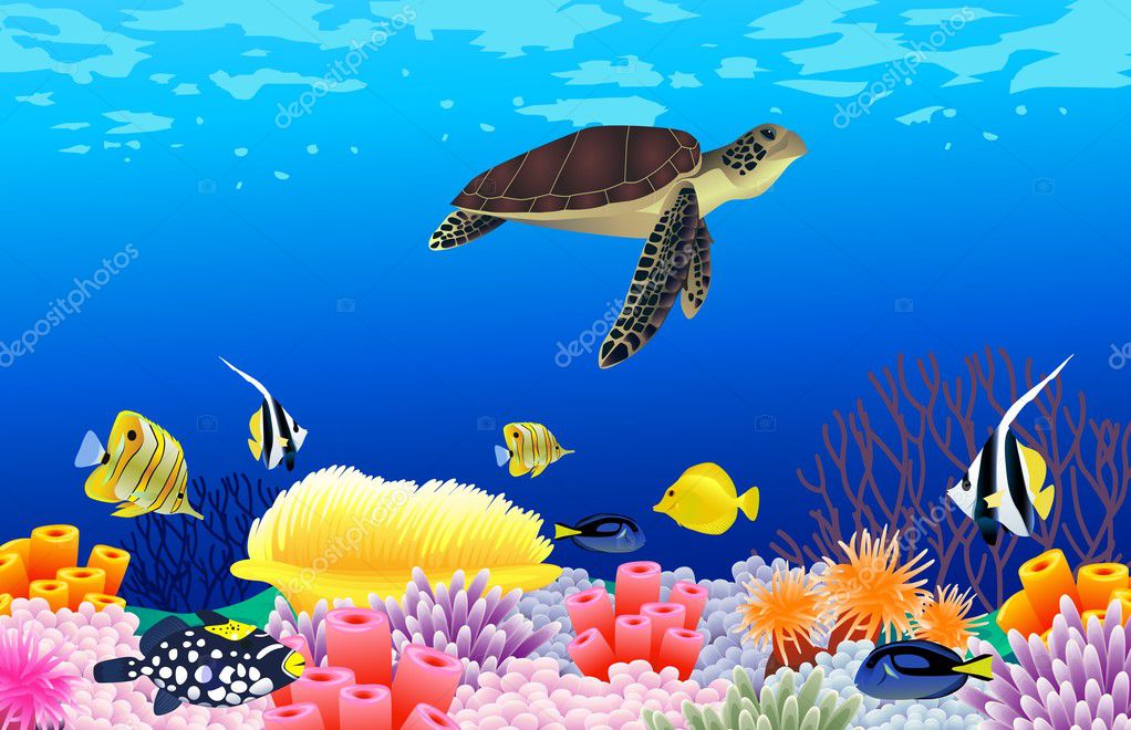 Sea life background Stock Illustration by ©dagadu #6125296