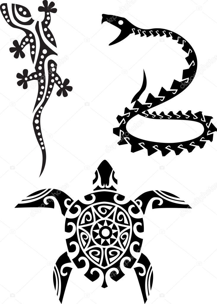 Reptile tribal tattoo