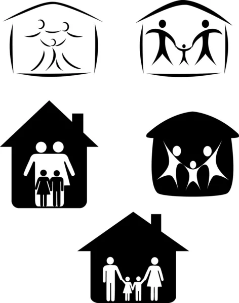Familiensymbol mit Heimat — Stockvektor