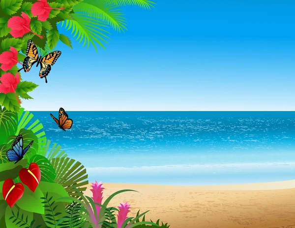 Tropical beach background — Stock Vector