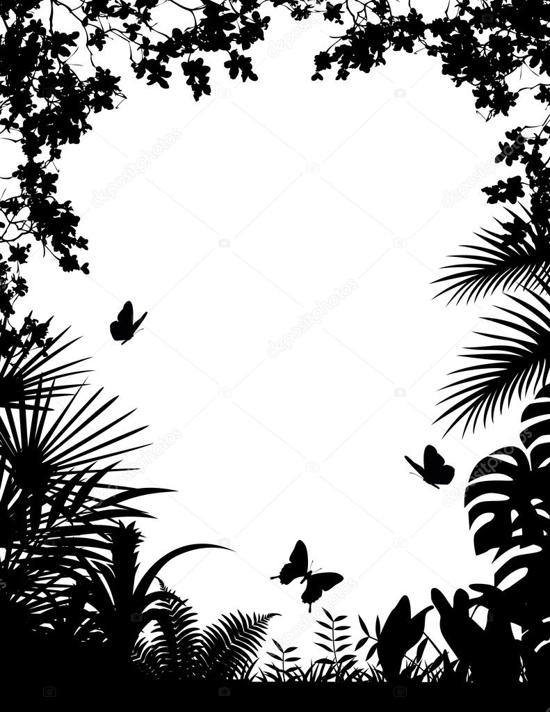 Tropical forest silhouette background