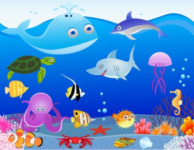 Sea life cartoon clipart