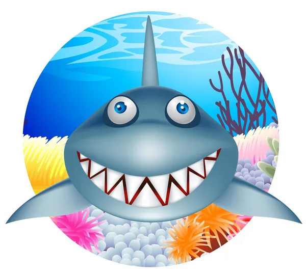 Персонаж мультфильма про акулу — стоковый вектор