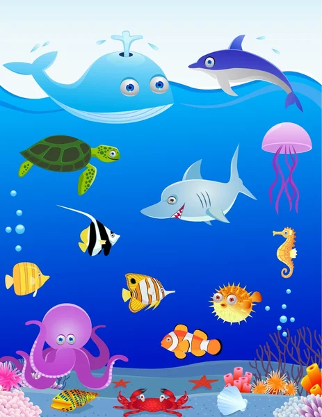 Sea life cartoon — Stock Vector