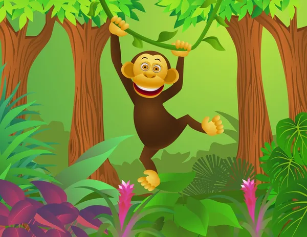 Karikatur eines Schimpansen — Stockvektor