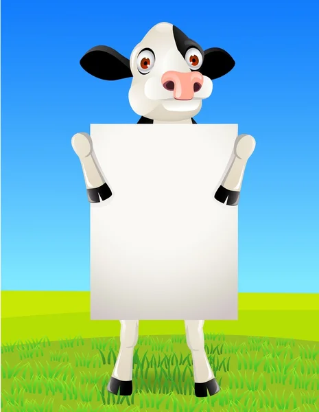 Cow with blank sign — Stock Vector