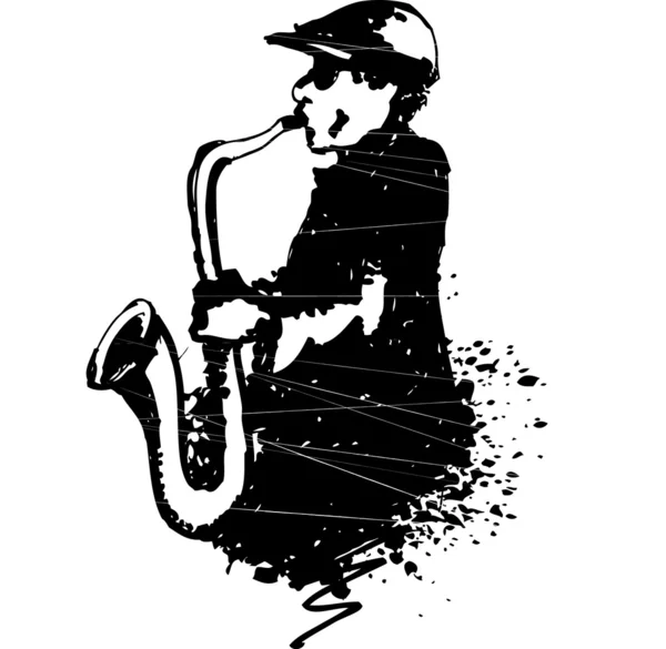 Man met saxofoon — Stockvector