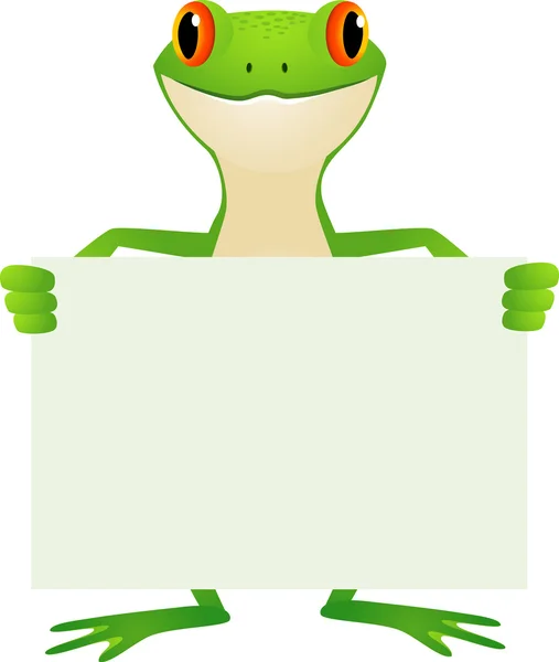 Frog with blank sign — Stock Vector
