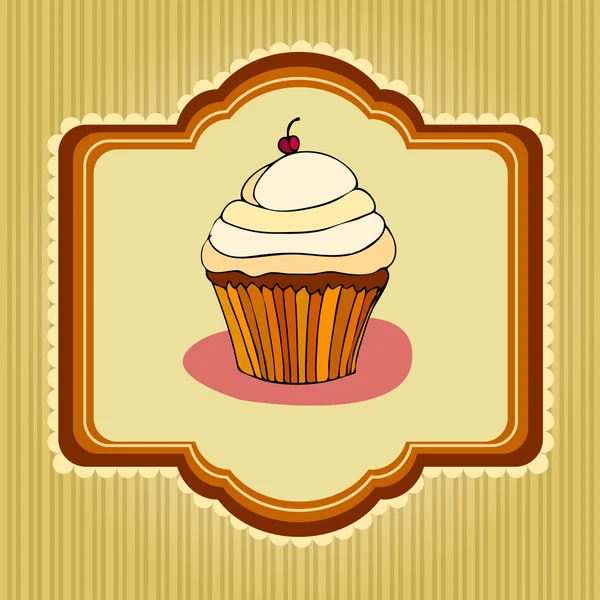 Illustration of cute retro cupcakes card — Stock Photo, Image