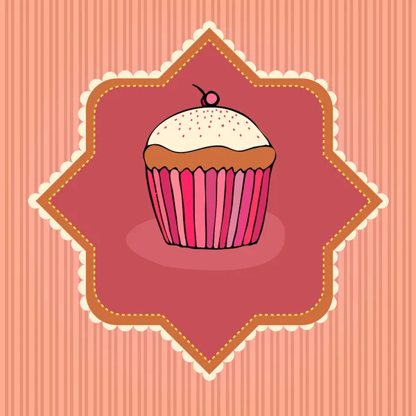 Εικονογράφηση κάρτας χαριτωμένο ρετρό cupcakes — Φωτογραφία Αρχείου