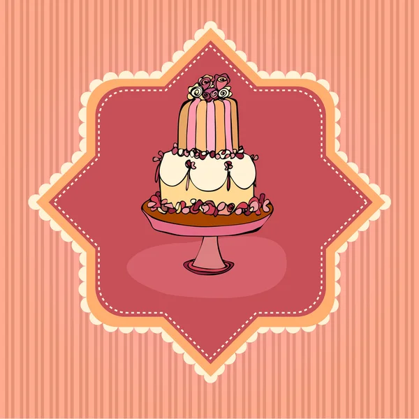 Ilustracja karty ładny tort weselny retro — Zdjęcie stockowe