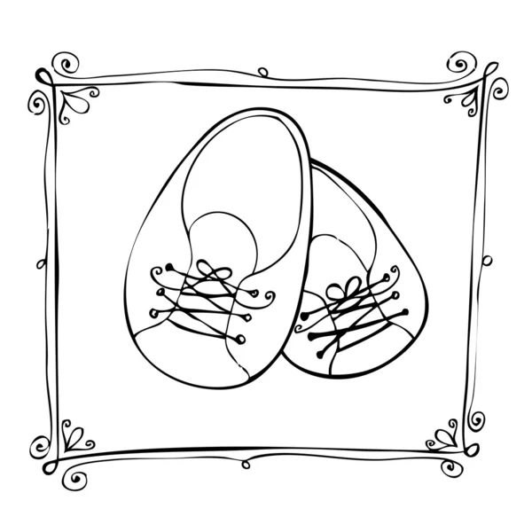 Bonito doodle ilustrado Tarjeta de llegada del bebé — Foto de Stock