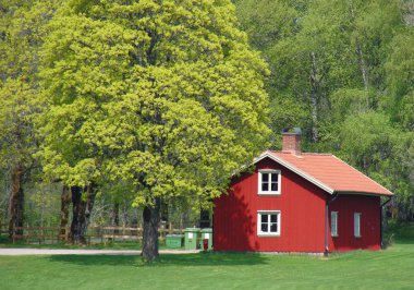 Traditional red swedish house clipart