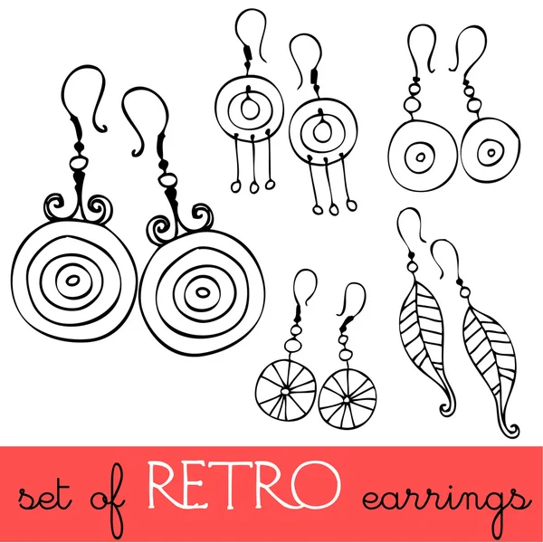 Set of illustrated retro earrings
