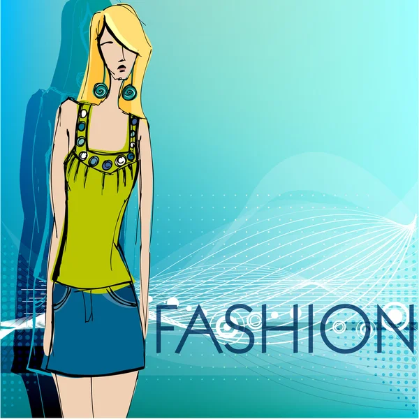エレガントなファッションの様式化されたモデルを持つ現代ファッションの背景 — ストック写真