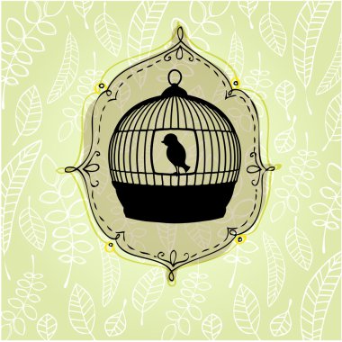 Elegant nature background with birdcage clipart