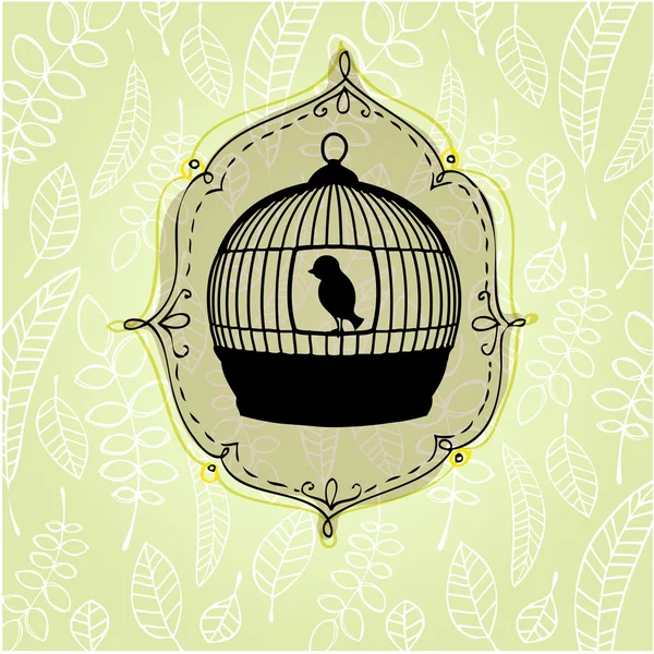 Fondo de naturaleza elegante con jaula para pájaros — Foto de Stock