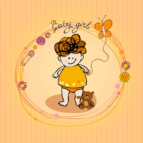 Κάρτα άφιξης μωρό χαριτωμένο εικονογραφημένα doodle — Φωτογραφία Αρχείου