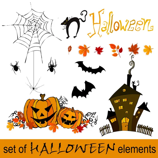 Reihe von niedlichen Halloween-Elementen — Stockfoto