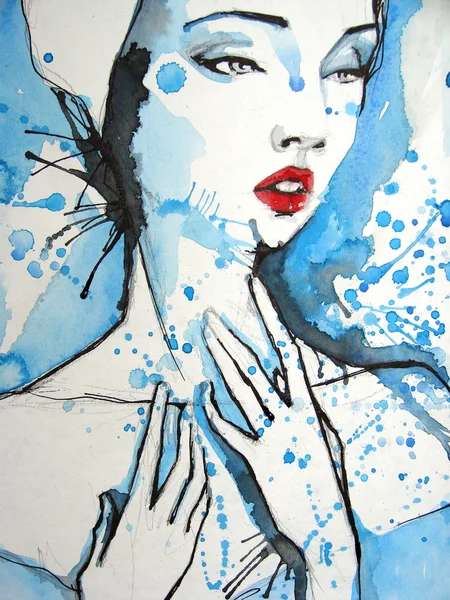 Illustrato ritratto di bella ragazza simbionte acquerello — Foto Stock