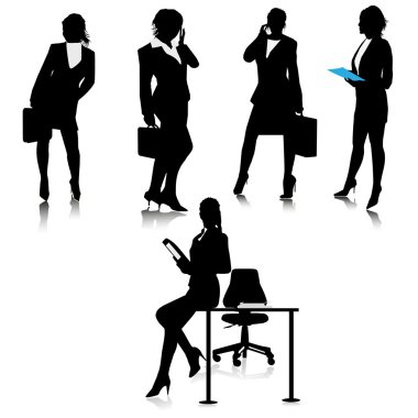 Office business lady silhouettes.Vector clipart