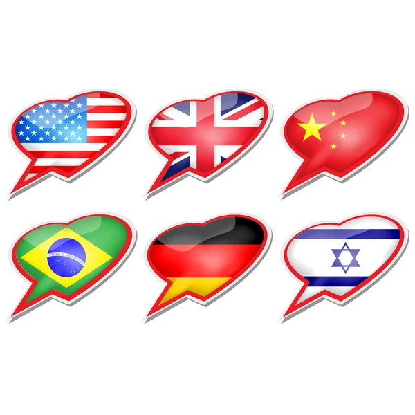 Heart flag icons.Vector — Stock Vector