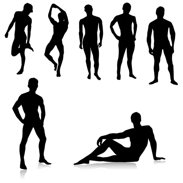 Siluetas masculinas desnudas.Vector — Vector de stock
